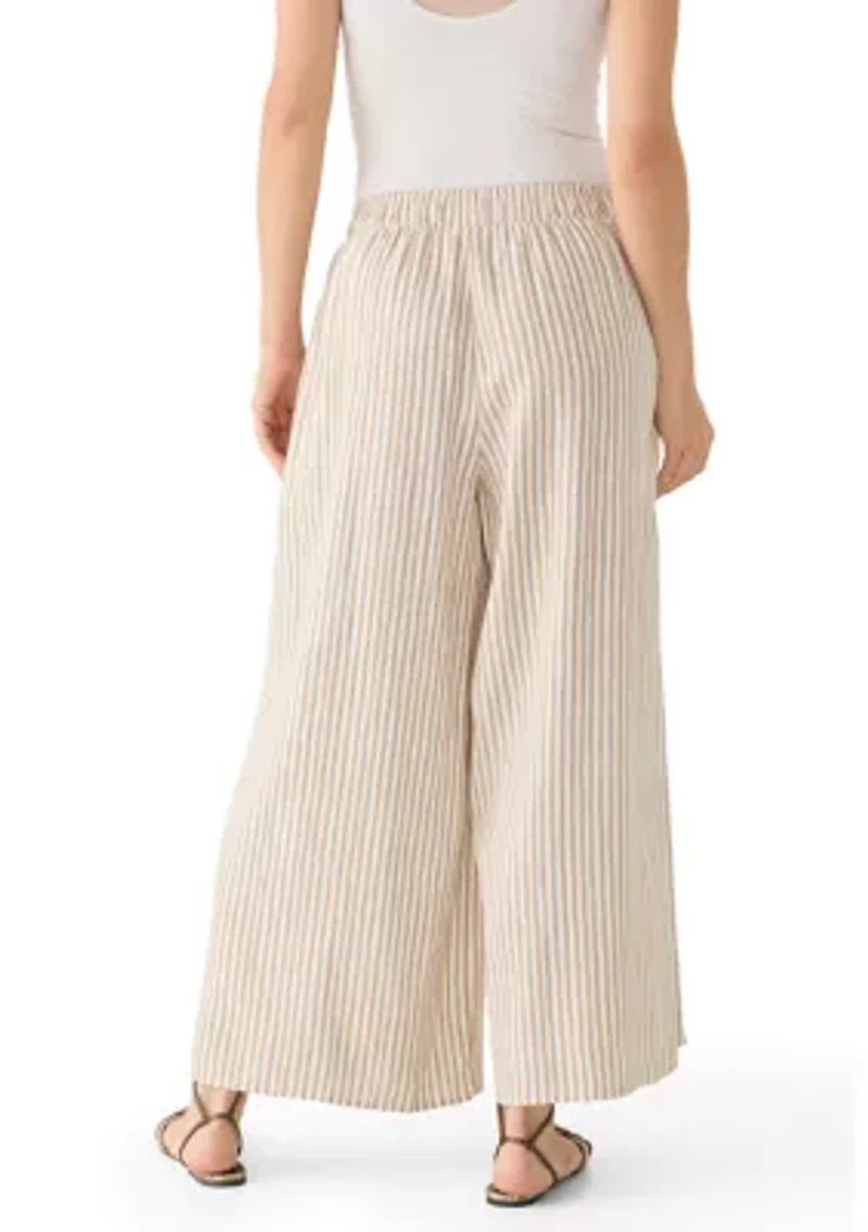 Women's Wide Leg Striped Pull On Pants