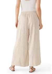 Women's Wide Leg Striped Pull On Pants
