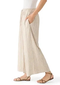 Women's Wide Leg Striped Pull On Pants