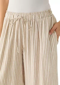 Women's Wide Leg Striped Pull On Pants