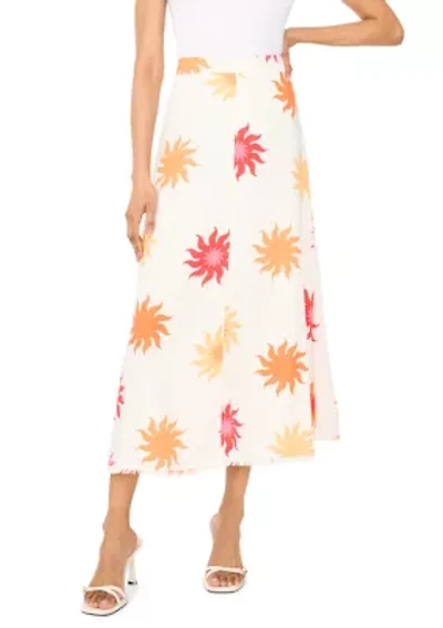 Women's A-Line Sun Print Midi Skirt