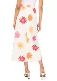 Women's A-Line Sun Print Midi Skirt