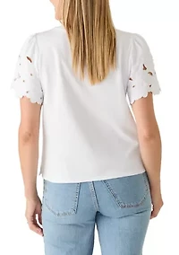 Women's Embroidered Sleeve T-Shirt