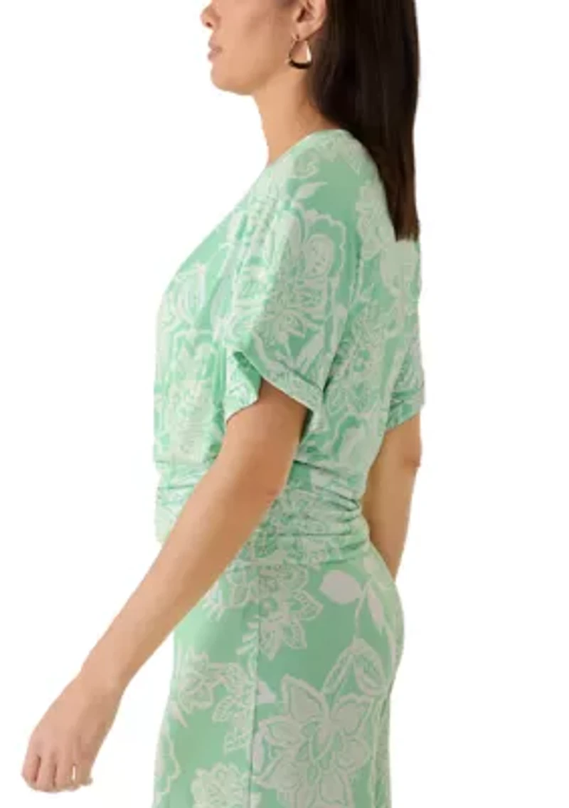 Women's Dolman Sleeve Button Neck Top