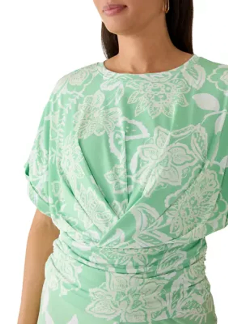 Women's Dolman Sleeve Button Neck Top