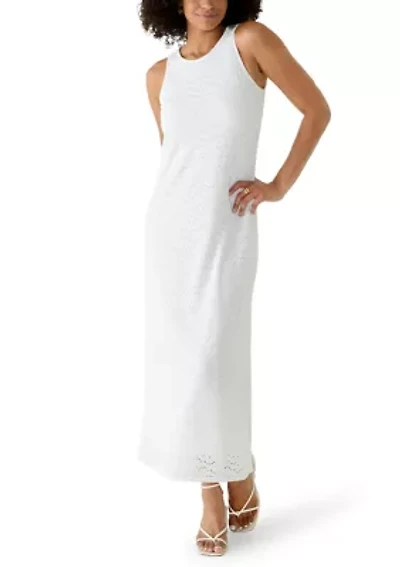 Women's Sleeveless Knit Eyelet Dress