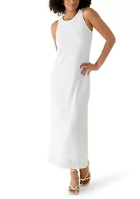 Women's Sleeveless Knit Eyelet Dress