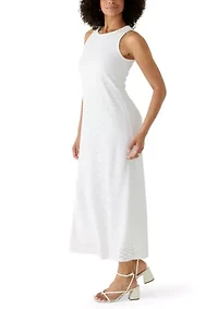 Women's Sleeveless Knit Eyelet Dress