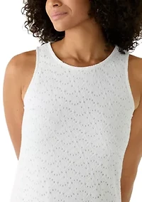 Women's Sleeveless Knit Eyelet Dress