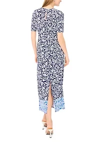 Women's Short Sleeve Paisley Border Maxi Dress