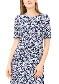 Women's Short Sleeve Paisley Border Maxi Dress