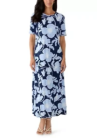 Women's Short Sleeve Floral Maxi Dress