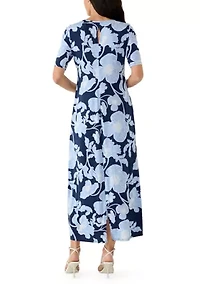 Women's Short Sleeve Floral Maxi Dress