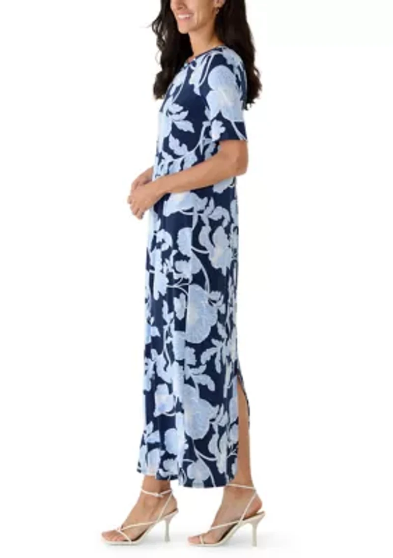 Women's Short Sleeve Floral Maxi Dress