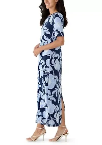 Women's Short Sleeve Floral Maxi Dress