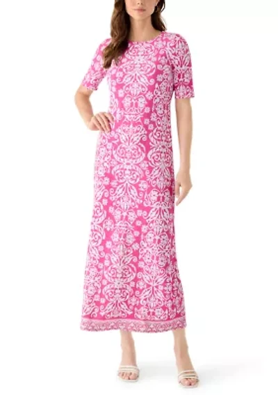 Women's Short Sleeve Striped Maxi Dress