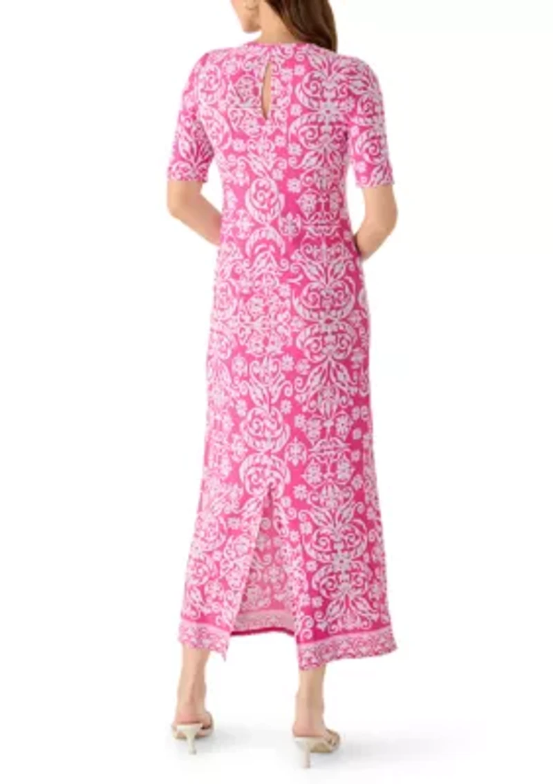 Women's Short Sleeve Striped Maxi Dress