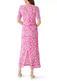 Women's Short Sleeve Striped Maxi Dress