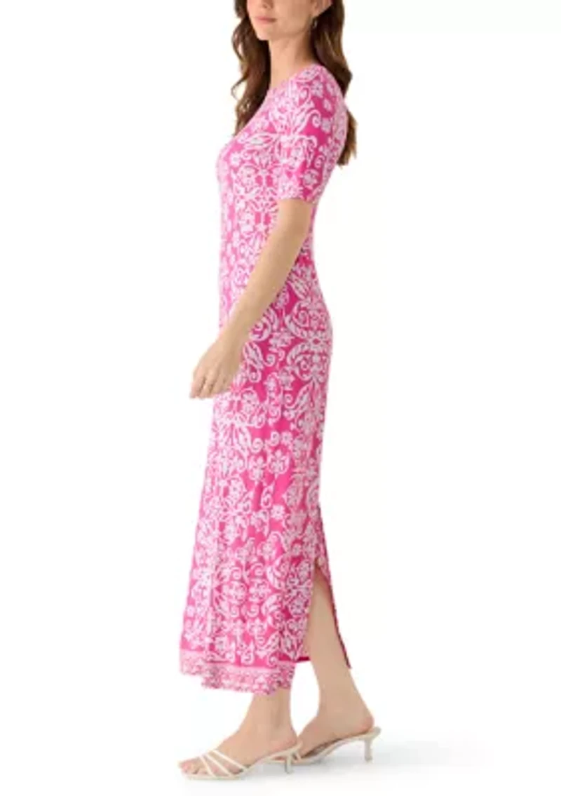 Women's Short Sleeve Striped Maxi Dress