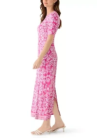 Women's Short Sleeve Striped Maxi Dress