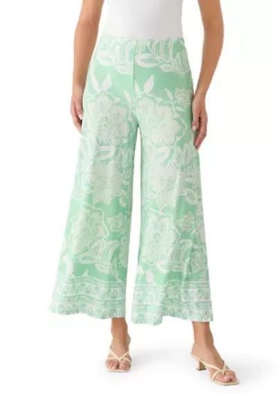 Women's Wide Leg Pull On Border Pants