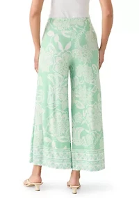 Women's Wide Leg Pull On Border Pants