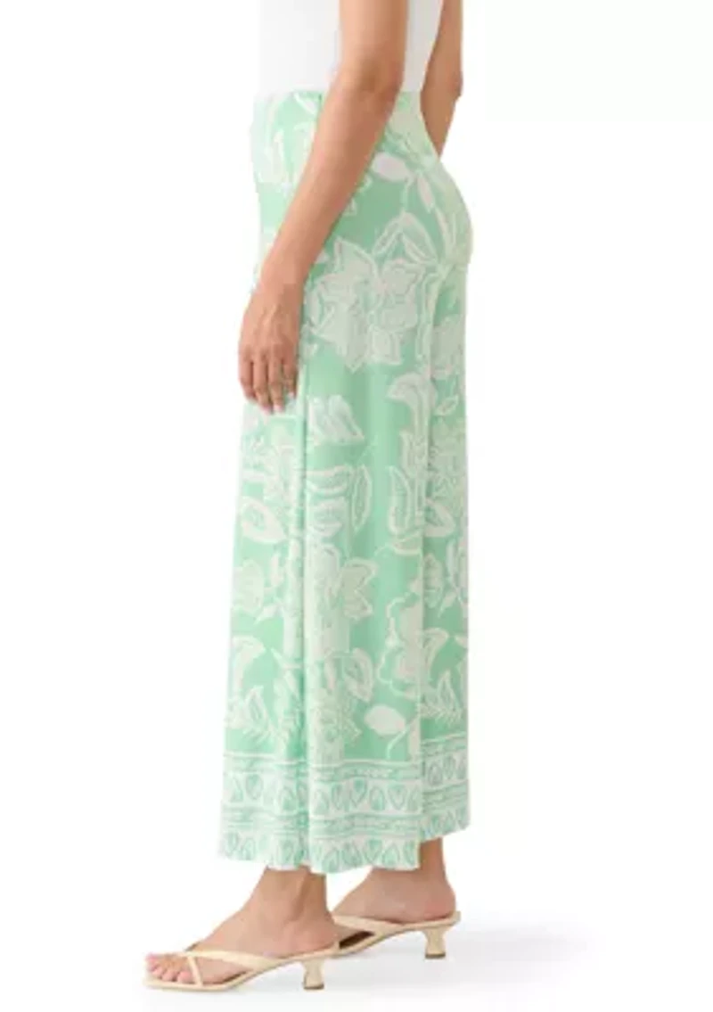 Women's Wide Leg Pull On Border Pants