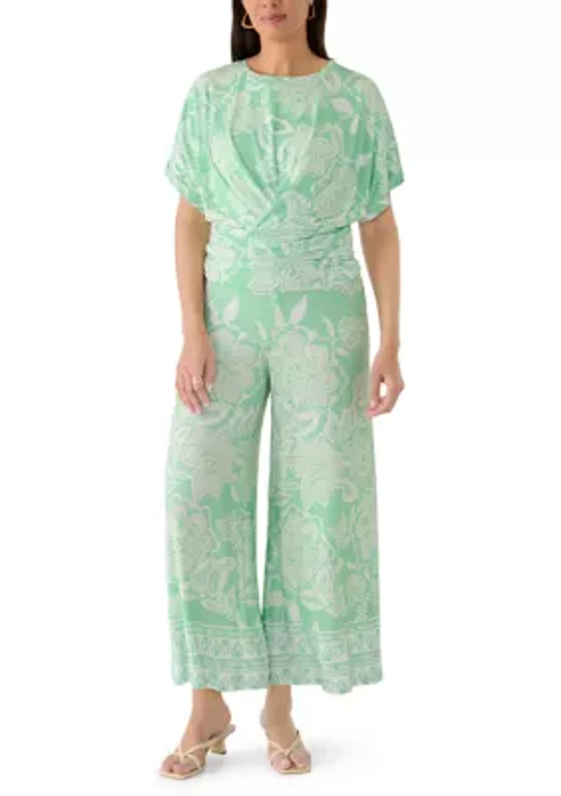 Women's Wide Leg Pull On Border Pants