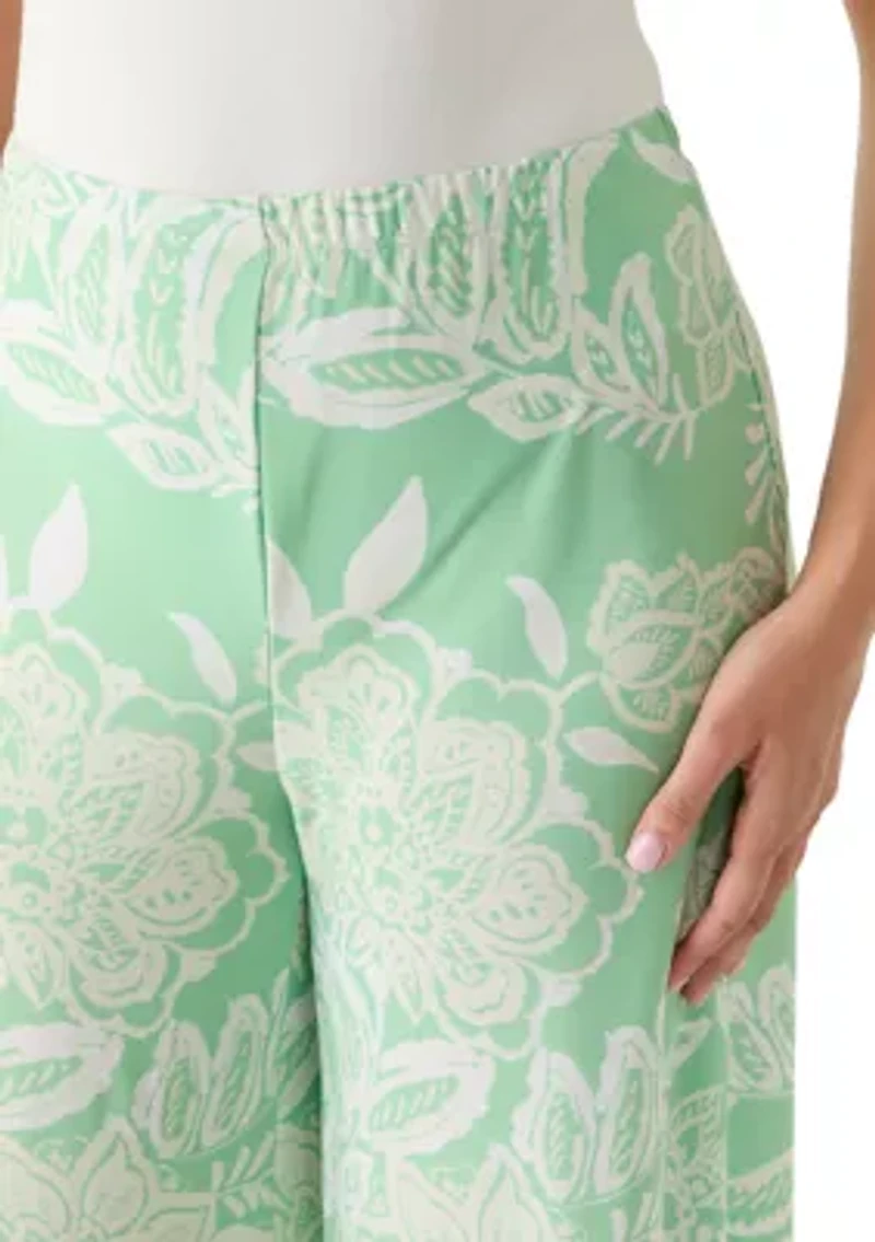Women's Wide Leg Pull On Border Pants