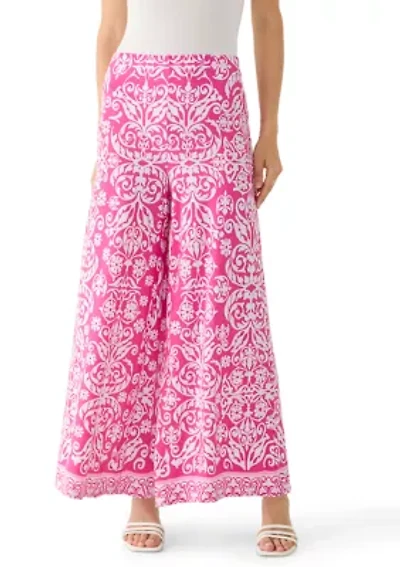 Women's Wide Leg Pull On Border Pants