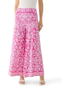 Women's Wide Leg Pull On Border Pants
