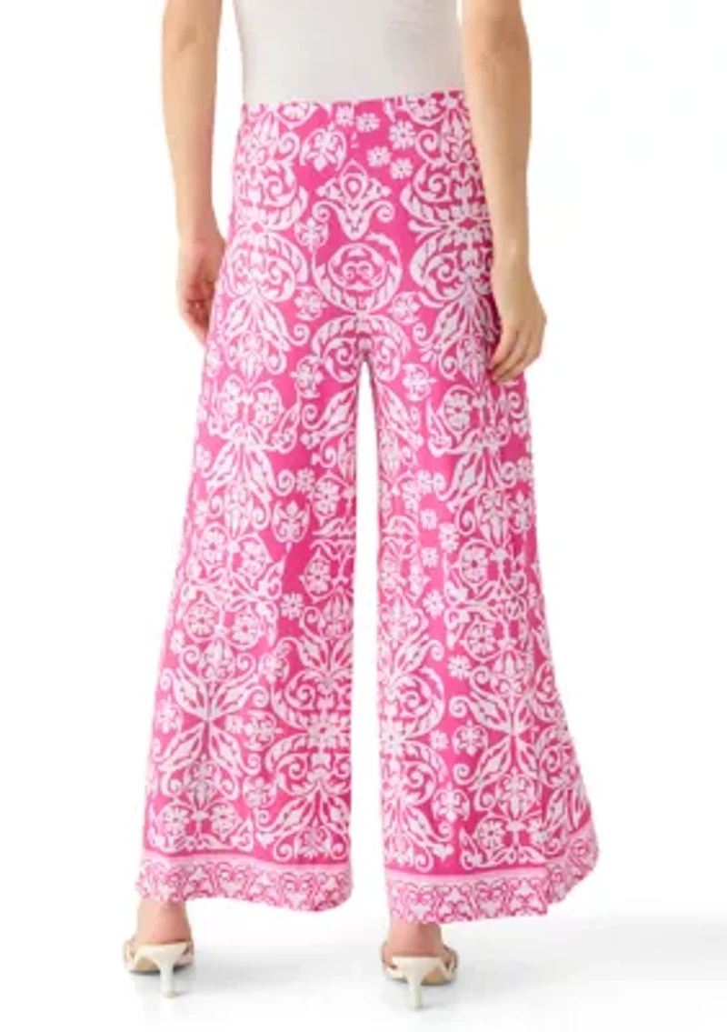 Women's Wide Leg Pull On Border Pants