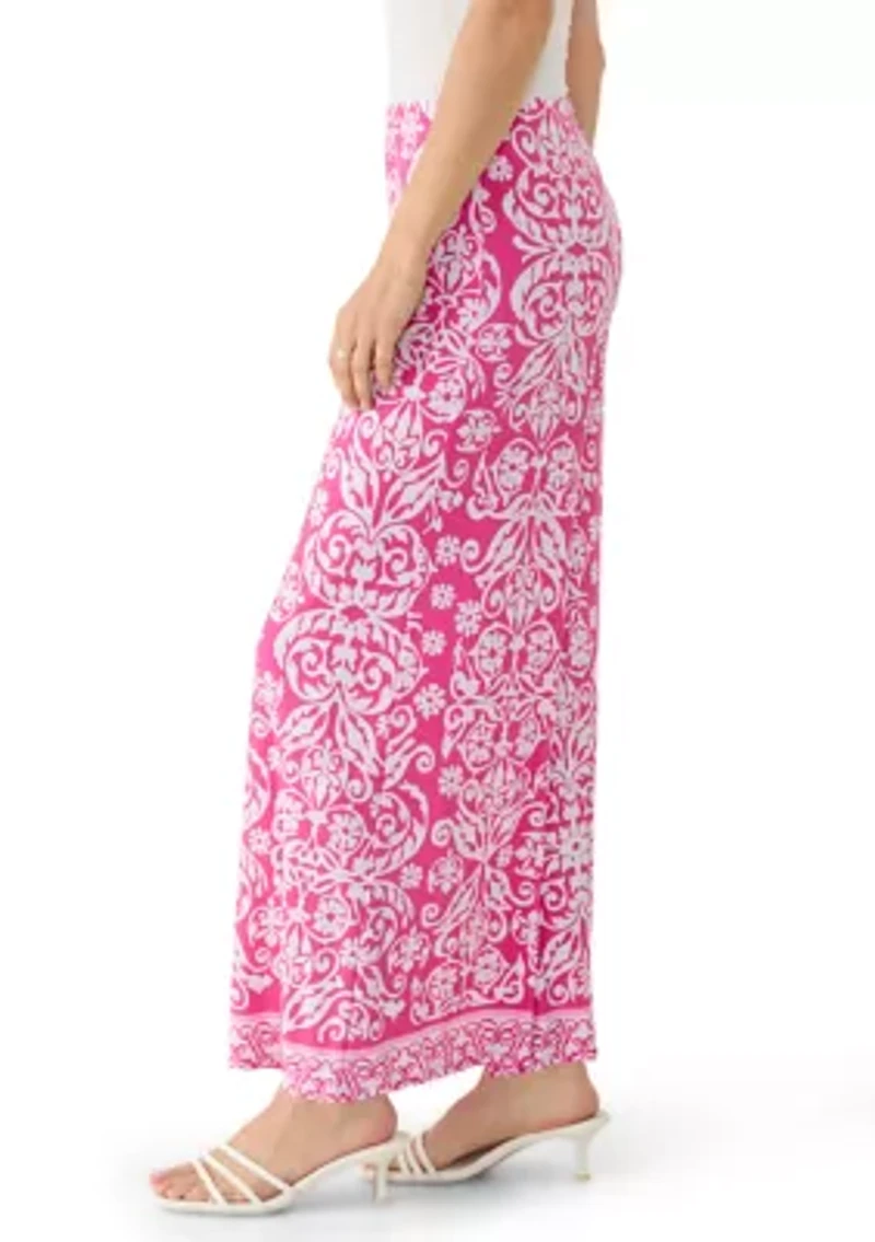 Women's Wide Leg Pull On Border Pants