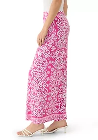 Women's Wide Leg Pull On Border Pants