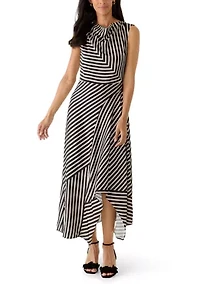 Women's Sleeveless Striped Cowl Neck Dress