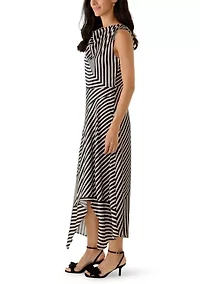 Women's Sleeveless Striped Cowl Neck Dress