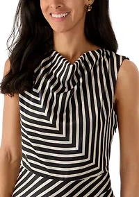 Women's Sleeveless Striped Cowl Neck Dress