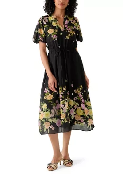 Women's Floral Split Neck Dress