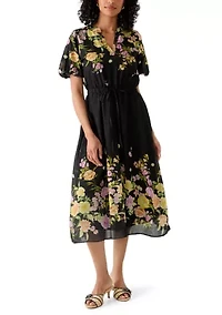 Women's Floral Split Neck Dress