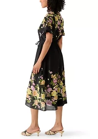 Women's Floral Split Neck Dress