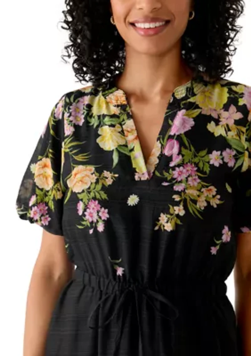 Women's Floral Split Neck Dress