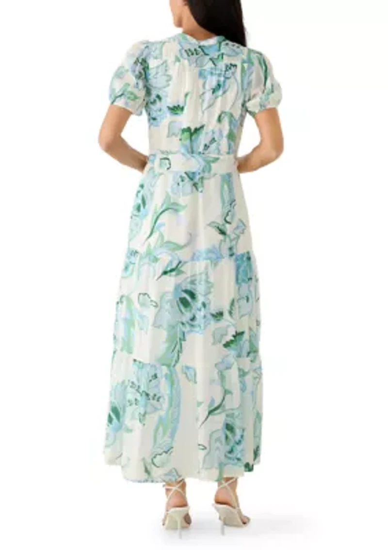 Women's Short Sleeve Floral Midi Dress