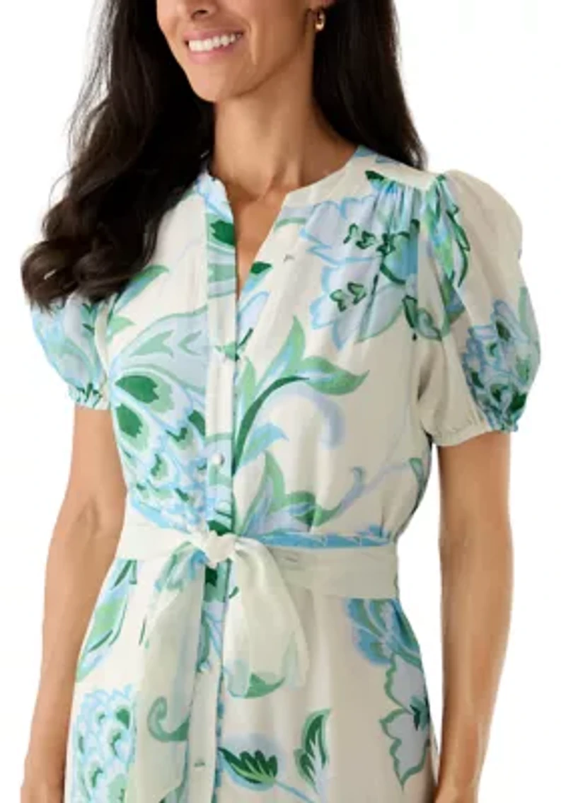 Women's Short Sleeve Floral Midi Dress