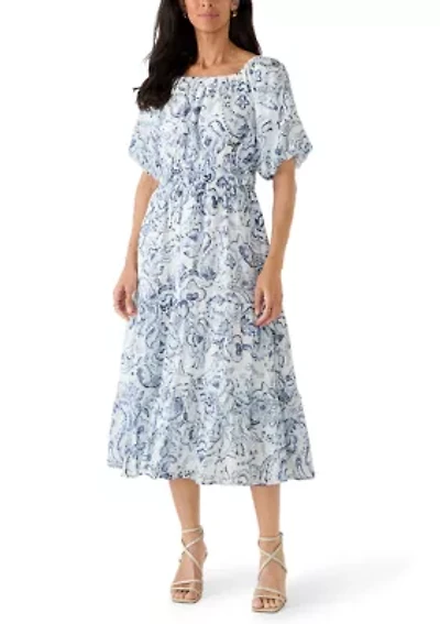 Women's Off Shoulder Tiered Paisley Dress