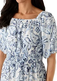 Women's Off Shoulder Tiered Paisley Dress