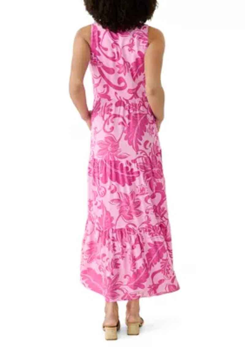 Women's Sleeveless Tiered Floral Dress