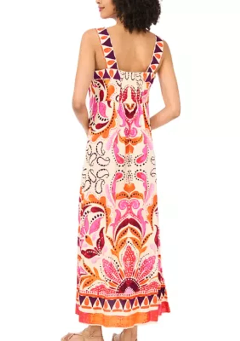 Women's Border Square Neck Dress