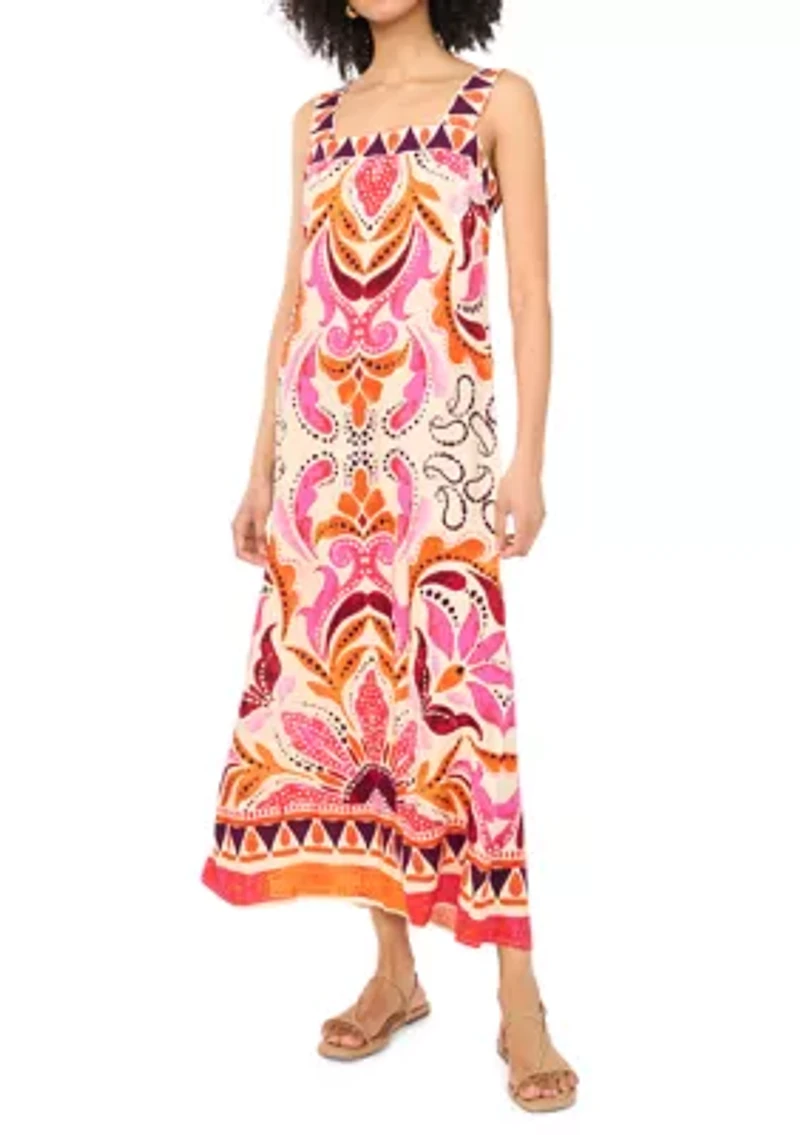 Women's Border Square Neck Dress