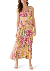 Women's Sleeveless Square Neck Floral Dress
