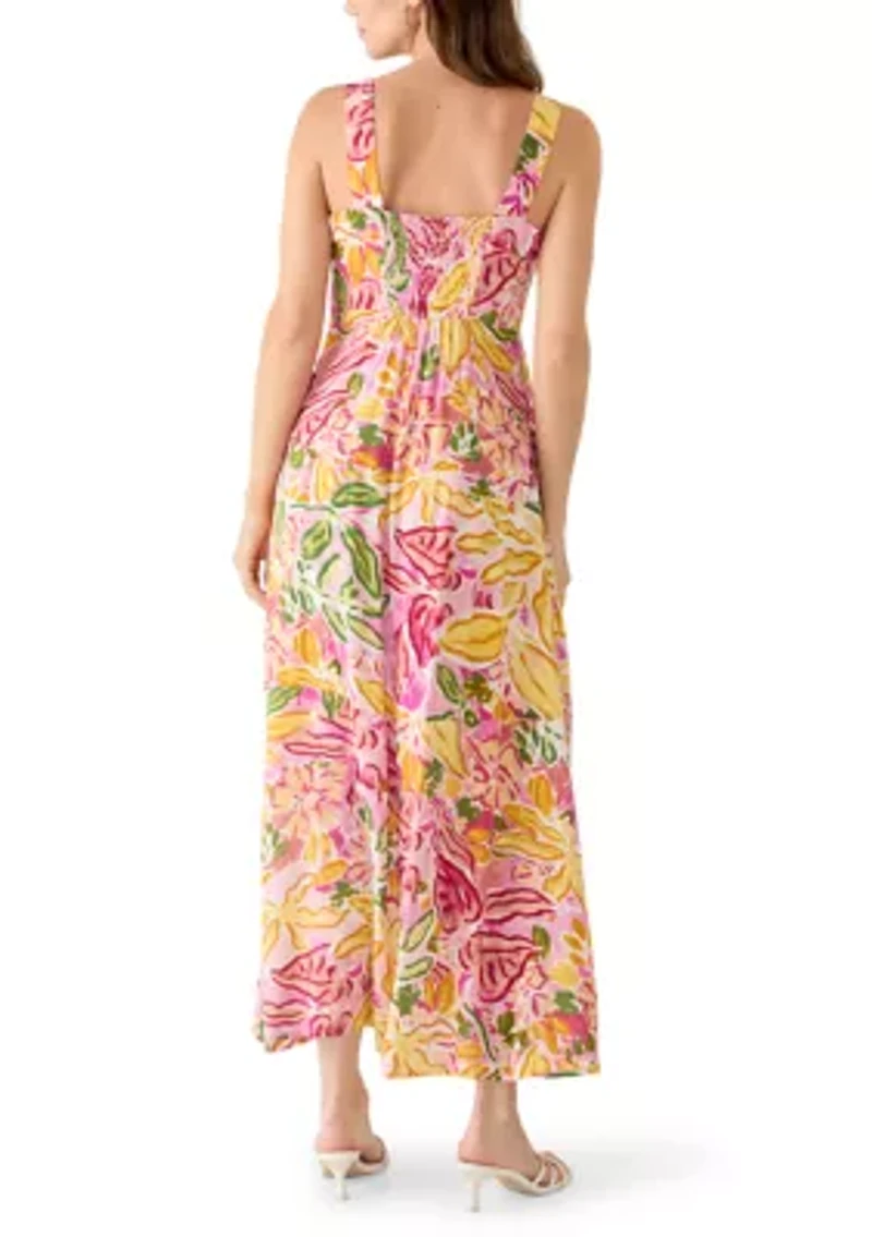 Women's Sleeveless Square Neck Floral Dress
